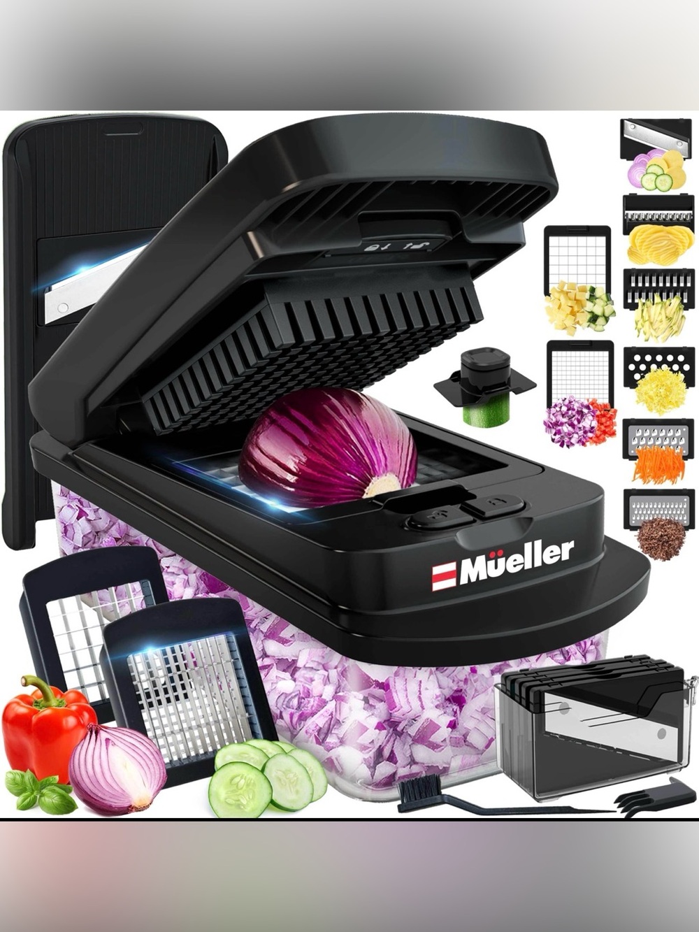Mueller Black Multi-Blade Vegetable Chopper & Mandoline